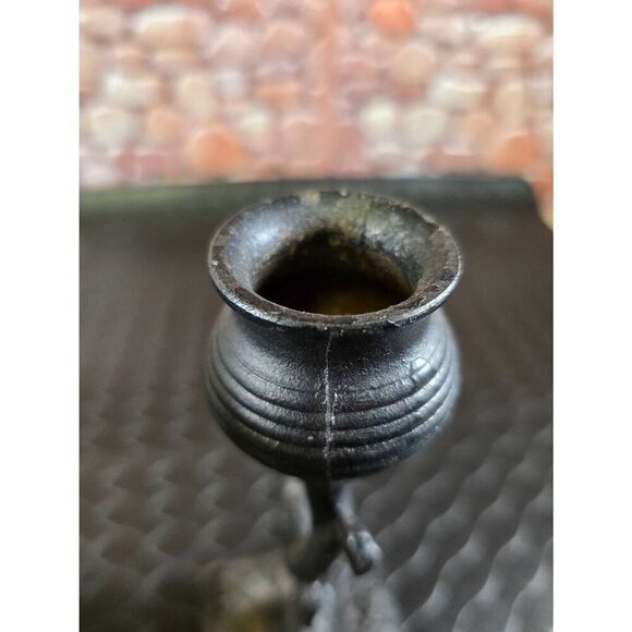 Two Ornate Squirrels on a Tree Black Cast Iron Candle Holder 8in Tall - Picture 7 of 12